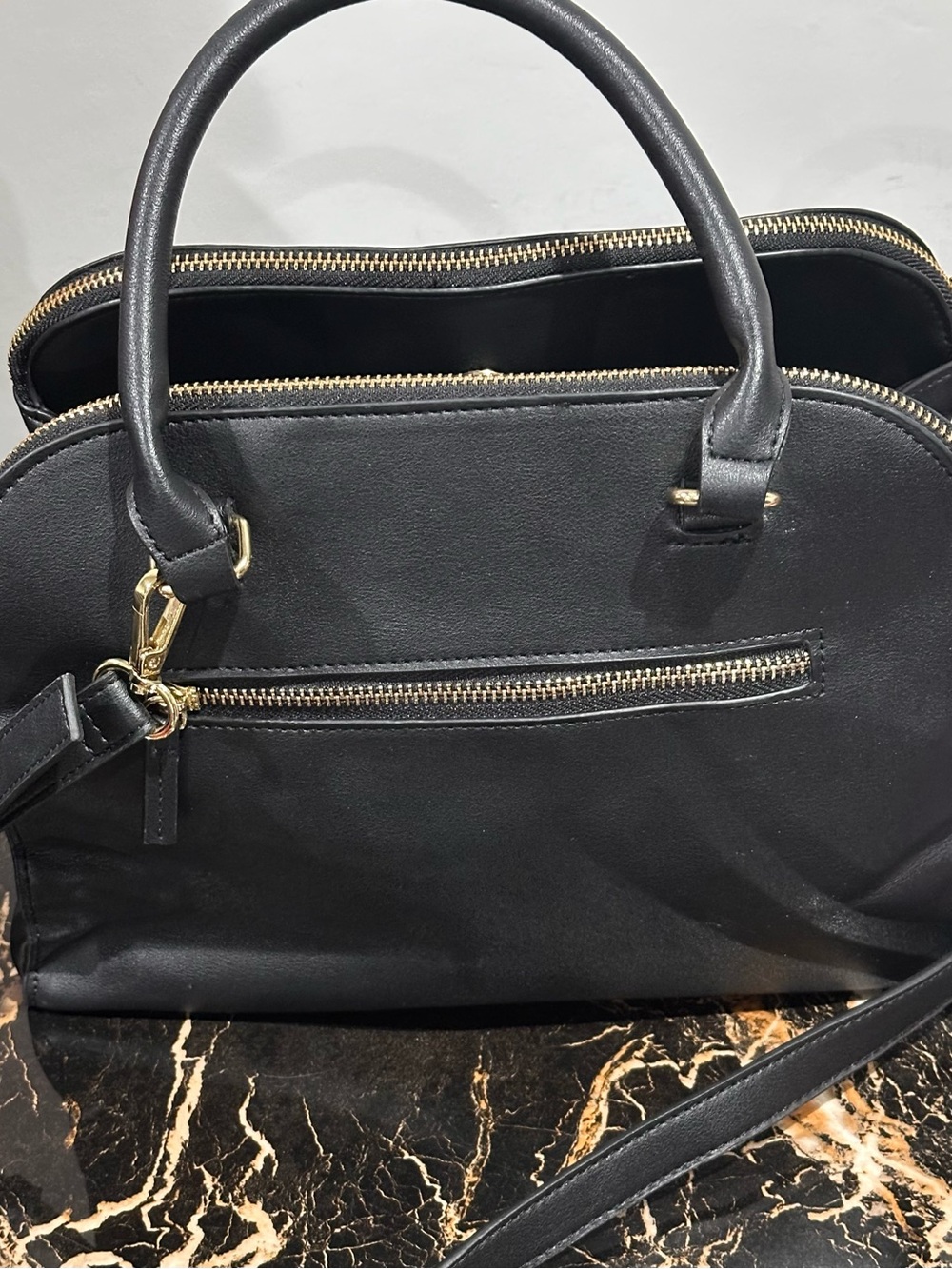 Steve Madden Black Dome Satchel with Gold Hardware - Picture 9 of 10